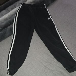 ADIDAS Kids Black Joggers with White Stripes